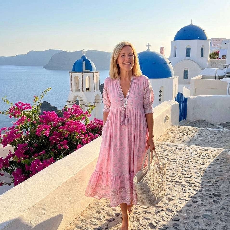 Clara | Damen Knopfleiste Midi Sommerkleid