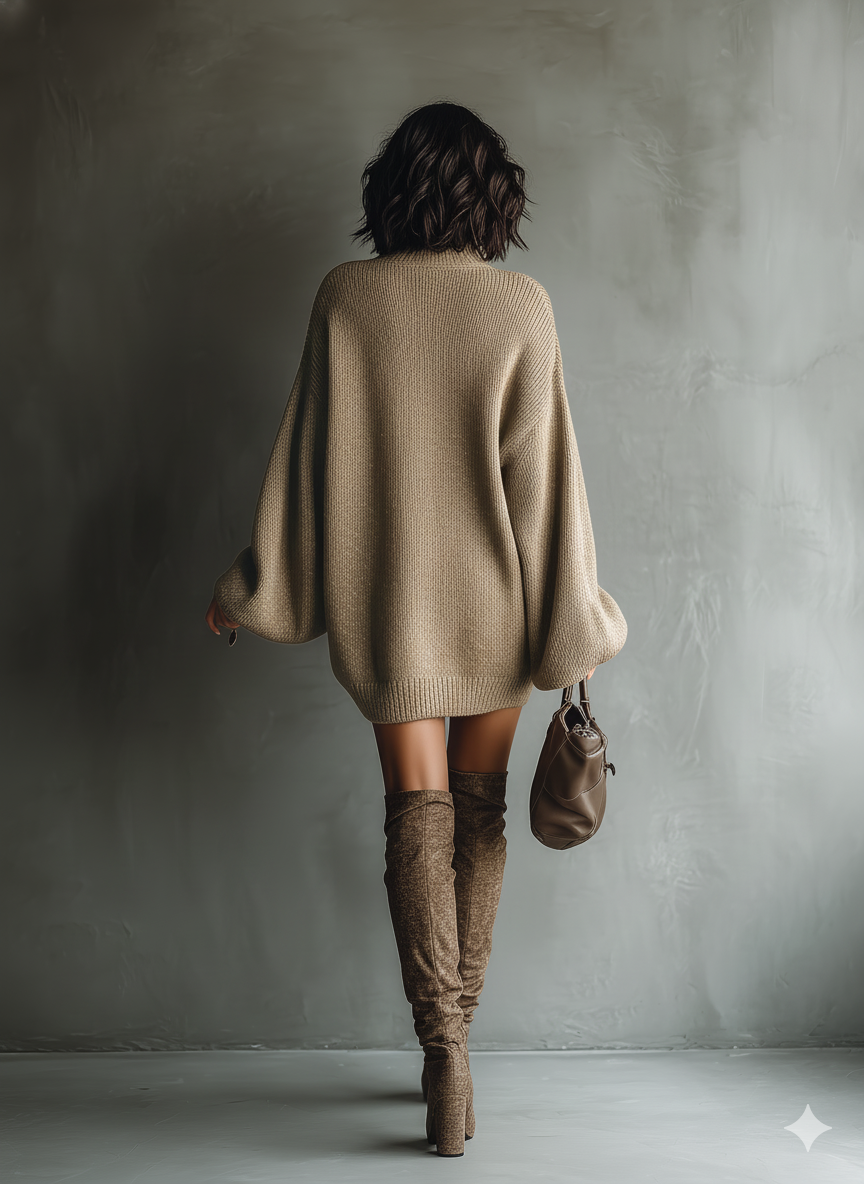 Eveline | Minabito vintage da donna in maglia color caramello