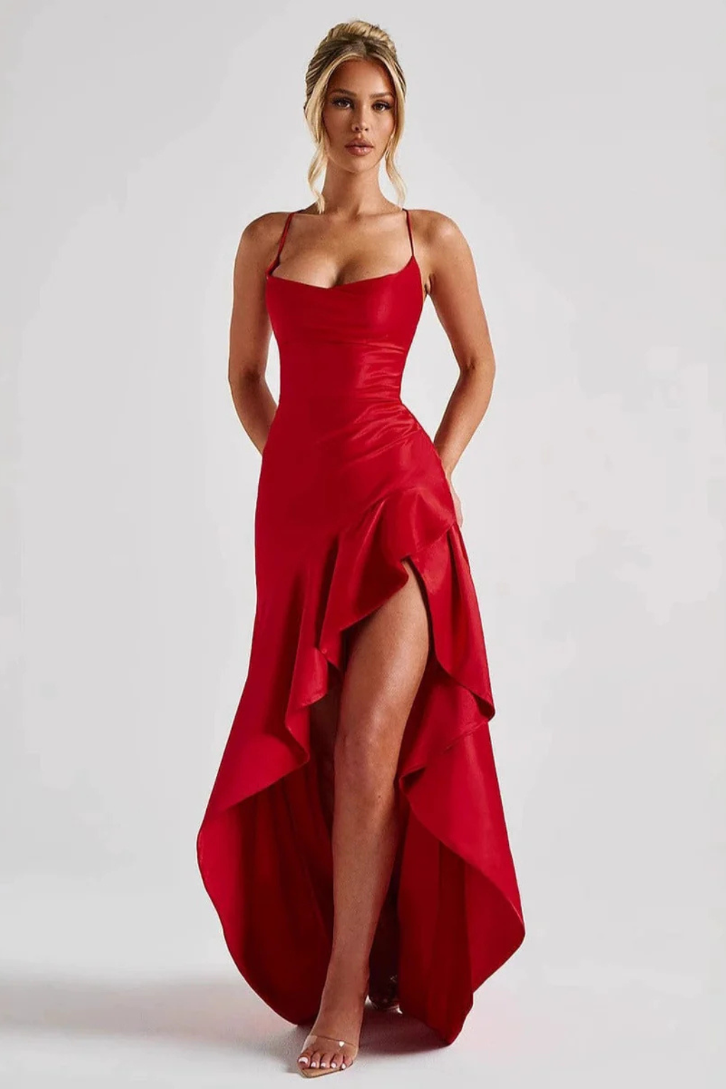 Somiya | Damen Formelles Asymmetrisches Hochzeitsgastkleid