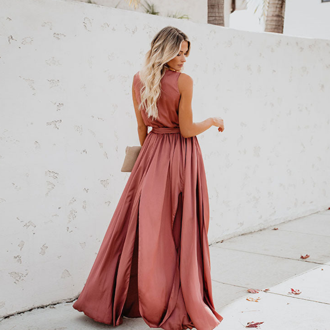 Maud | Damen Sommer Bindegürtel Maxikleid