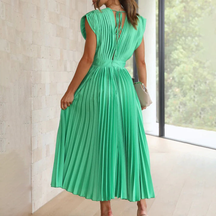 Lara | Damen Plissiertes Hochzeitsgast Maxi Kleid