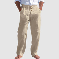 Quirin | Herren Lässige Leinenmix Sommerhose mit Kordelzug
