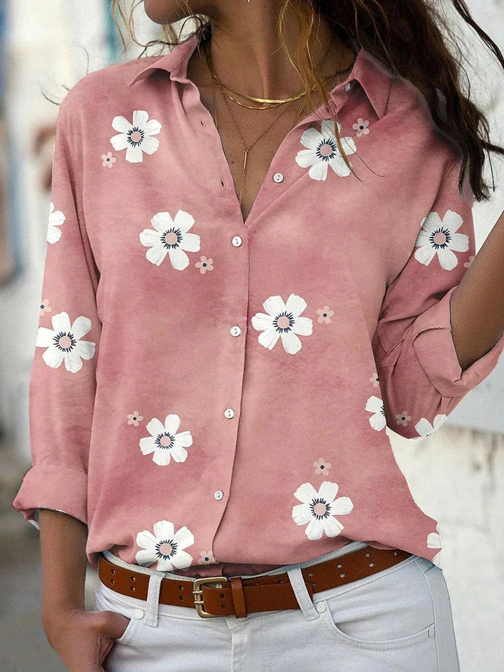 Nane | Damen Knopfleiste Florale Sommerbluse