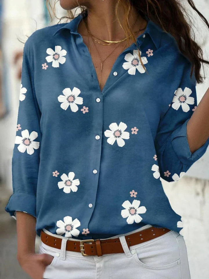 Nane | Damen Knopfleiste Florale Sommerbluse