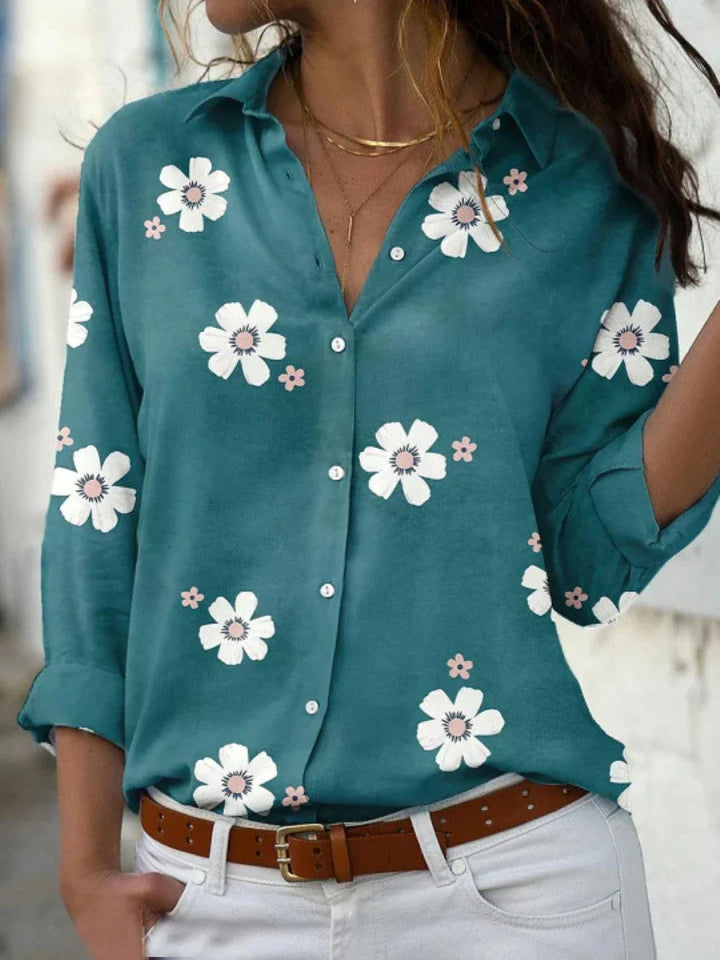Nane | Damen Knopfleiste Florale Sommerbluse