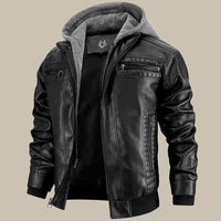 Joshua | Herren Robuste Lederjacke mit Kapuze