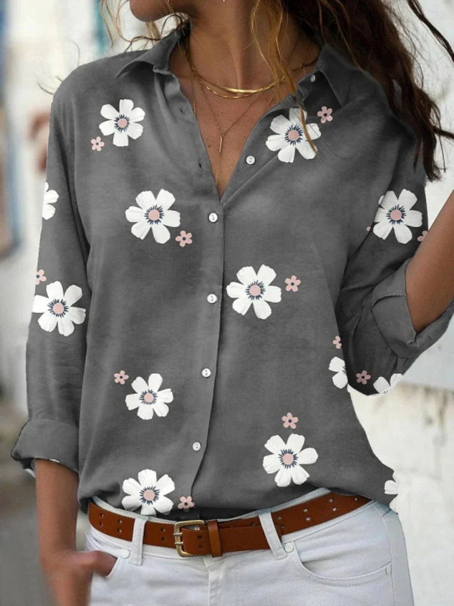 Nane | Damen Knopfleiste Florale Sommerbluse