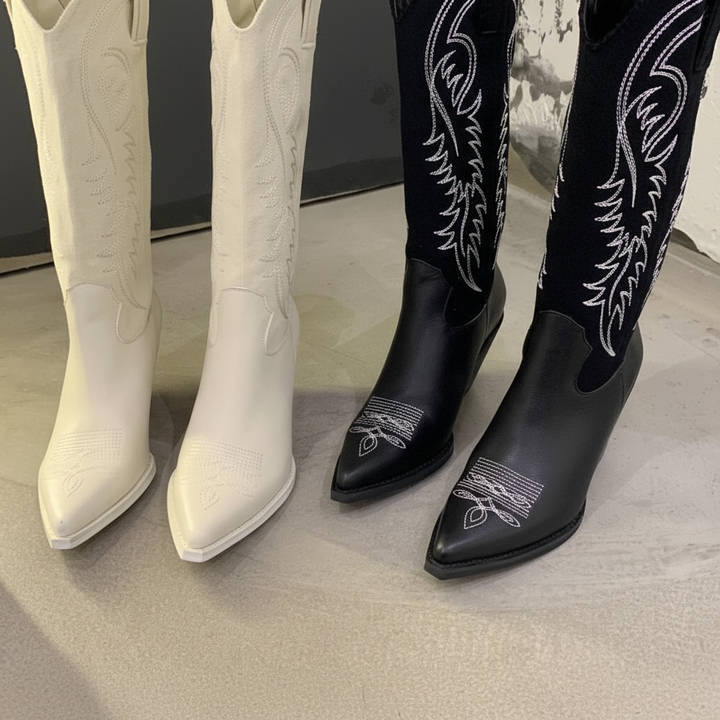 Maud | Damen Modische Kniehohe Cowboy Stiefel