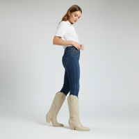 Maud | Damen Modische Kniehohe Cowboy Stiefel