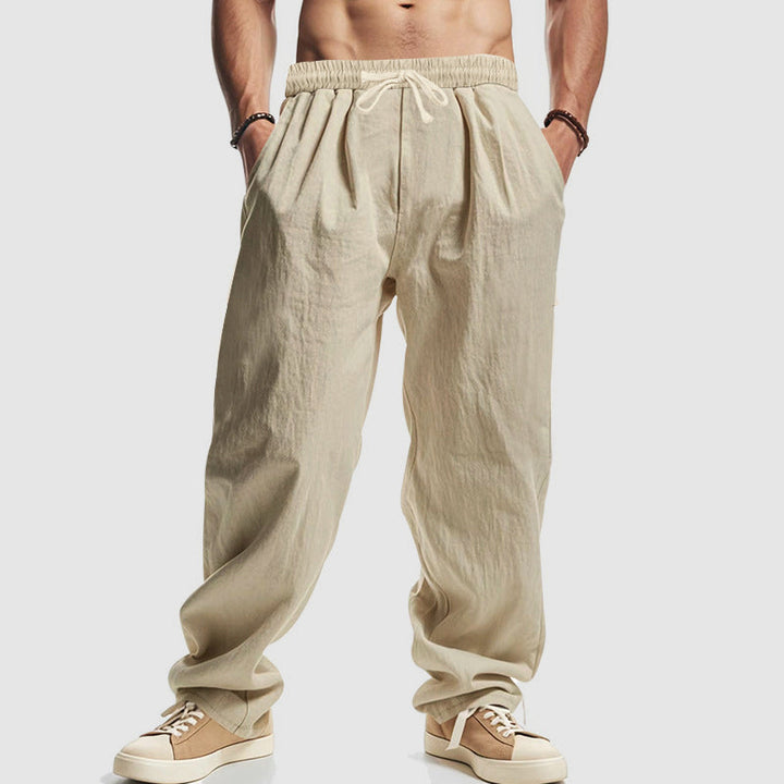Carter | Herren Locker Geschnittene Leinenmix Hose mit Kordelzug