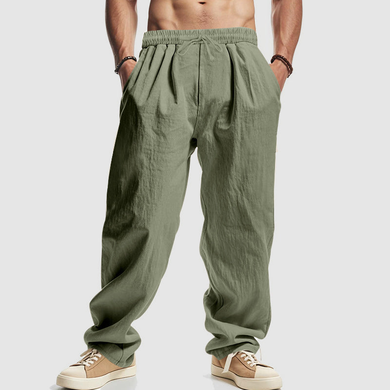 Carter | Herren Locker Geschnittene Leinenmix Hose mit Kordelzug