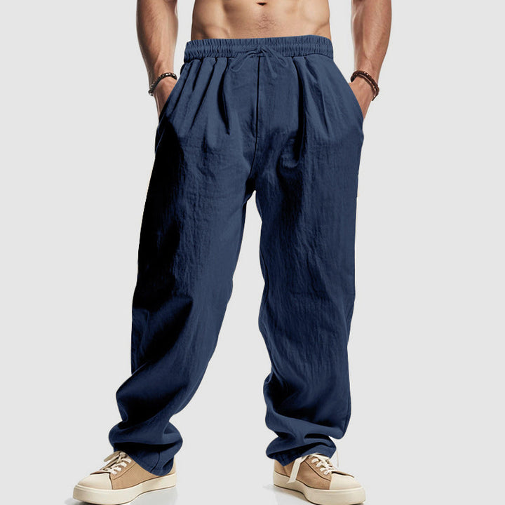 Carter | Herren Locker Geschnittene Leinenmix Hose mit Kordelzug
