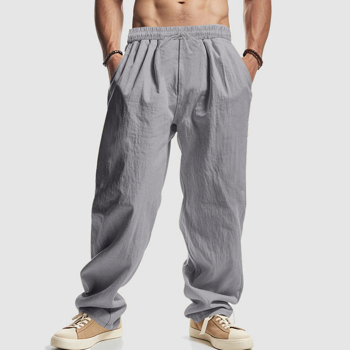 Carter | Herren Locker Geschnittene Leinenmix Hose mit Kordelzug