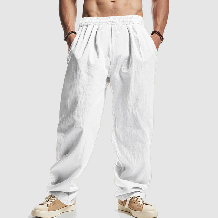 Carter | Herren Locker Geschnittene Leinenmix Hose mit Kordelzug