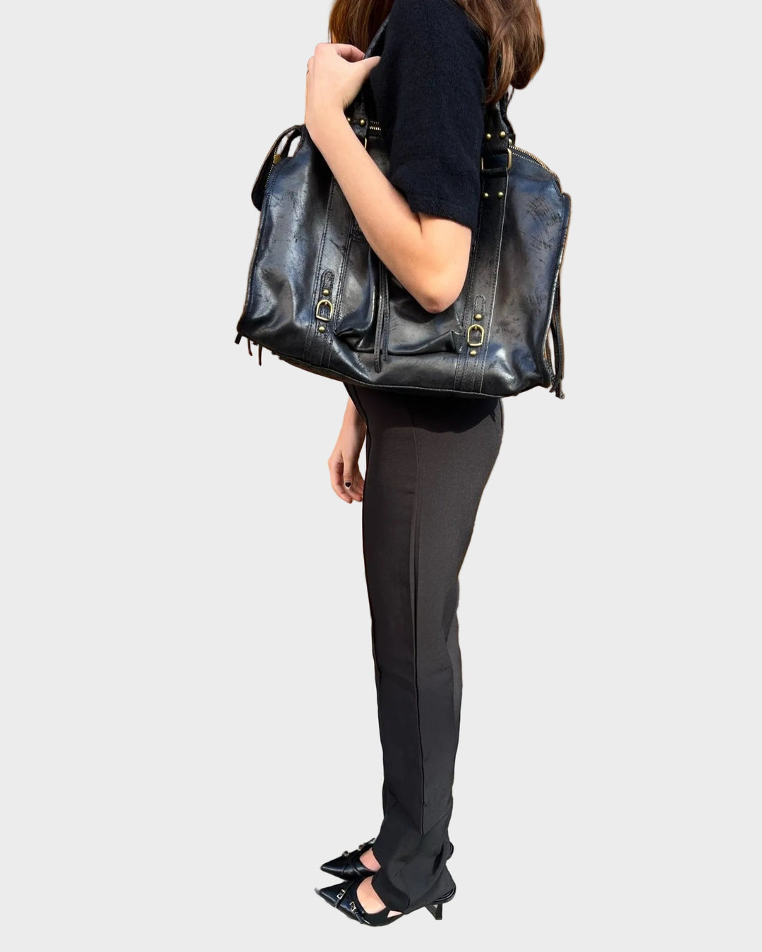 Annina | Damen Geräumige Leder Schultertasche mit Taschen
