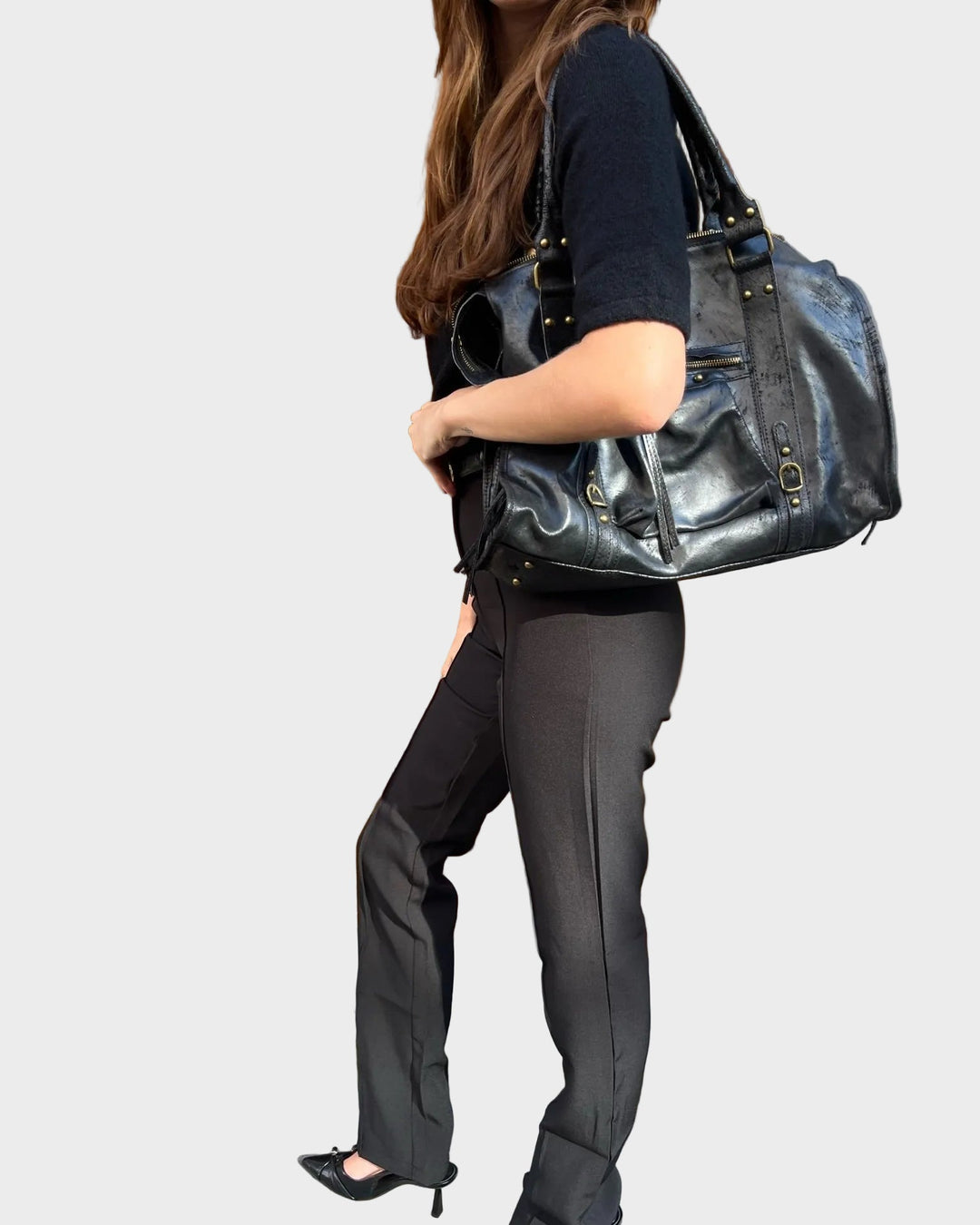 Annina | Damen Geräumige Leder Schultertasche mit Taschen