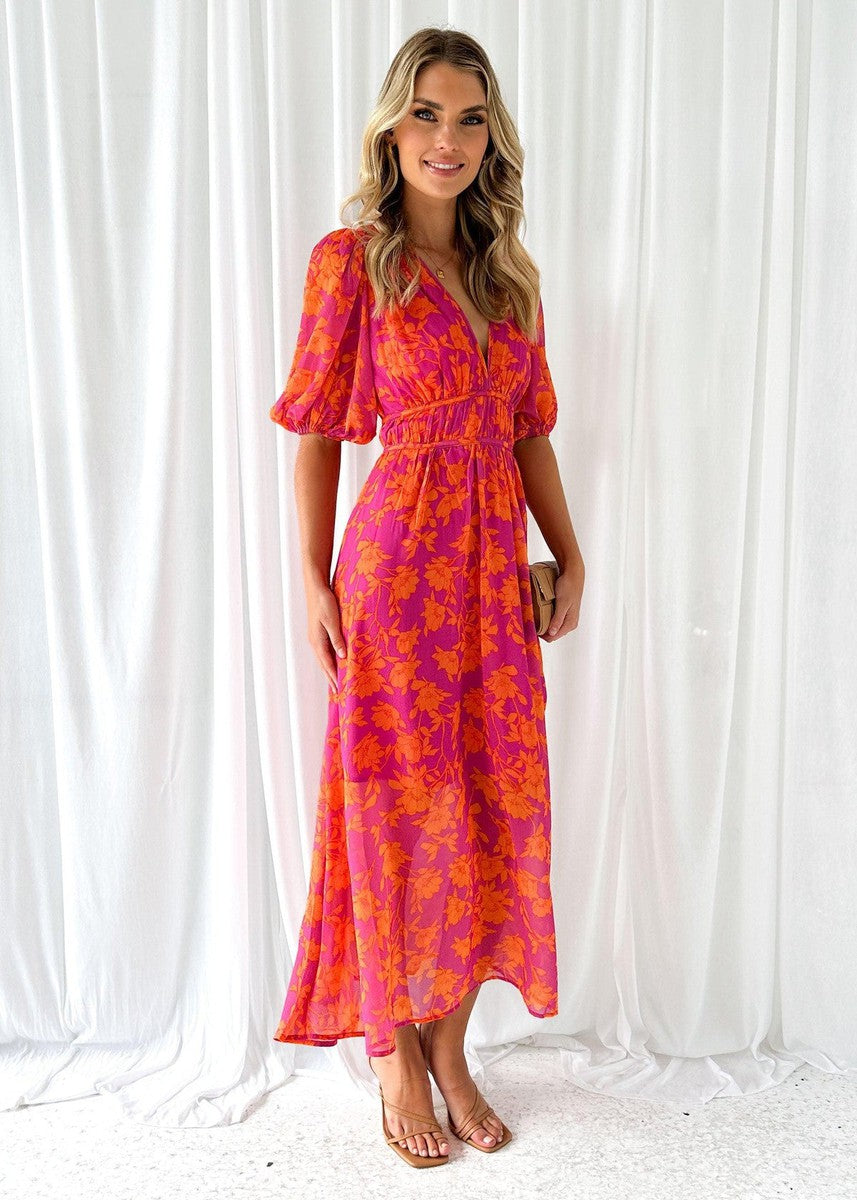 Charlotte | Damen V-Ausschnitt Blumenmuster Sommerkleid
