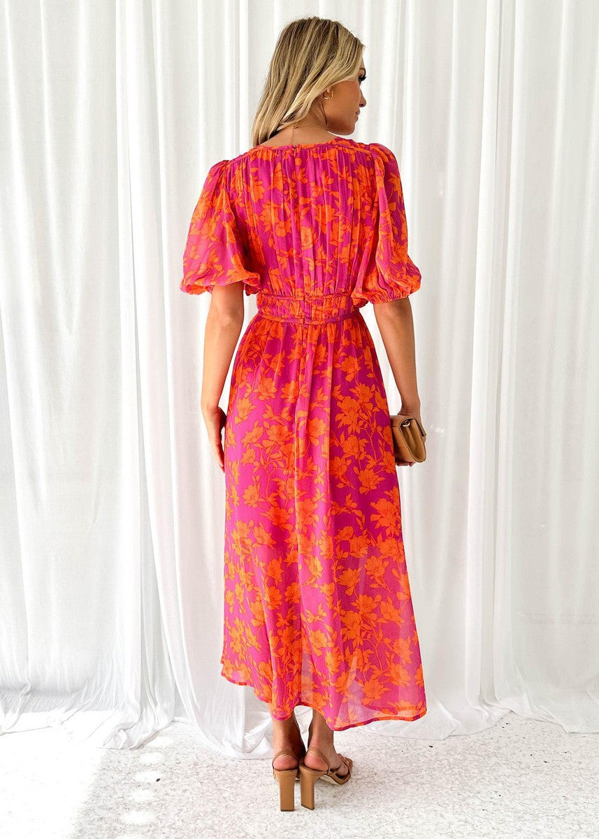 Charlotte | Damen V-Ausschnitt Blumenmuster Sommerkleid