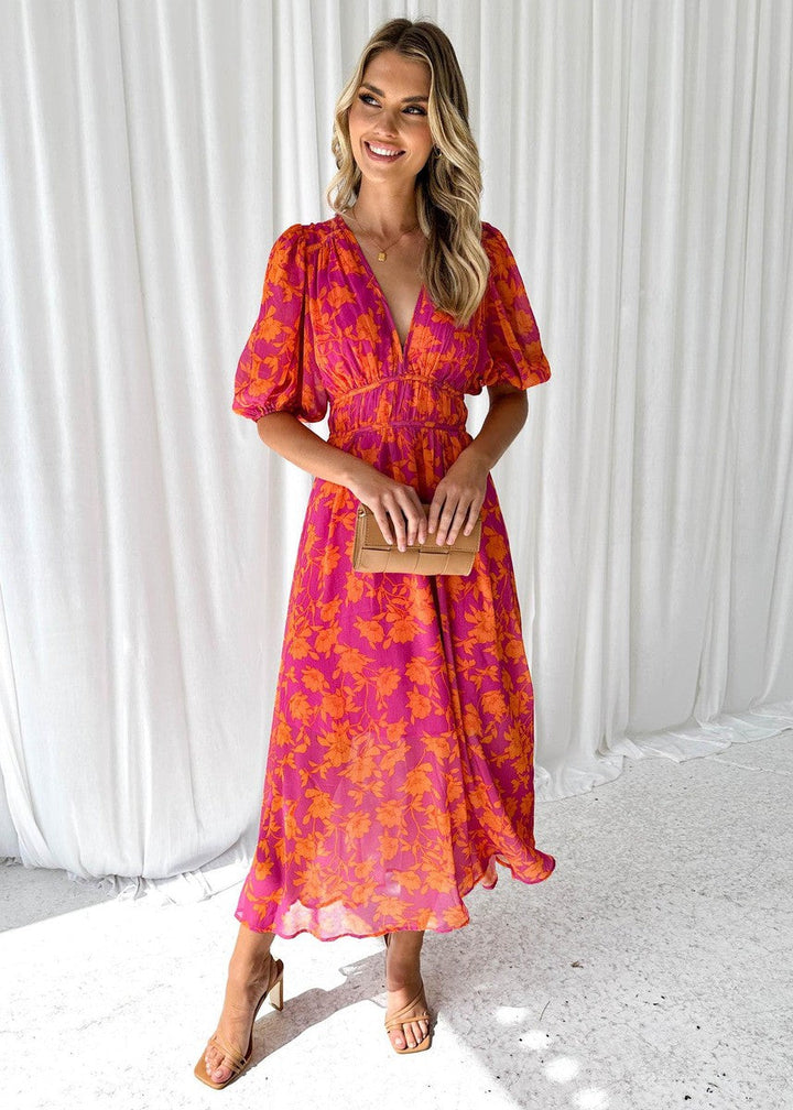 Charlotte | Damen V-Ausschnitt Blumenmuster Sommerkleid