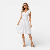 Elena | Damen Elegantes Hochzeitsgast Spitzen Midikleid