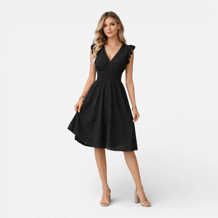 Elena | Damen Elegantes Hochzeitsgast Spitzen Midikleid