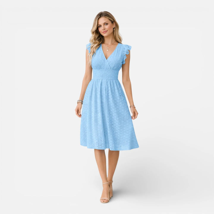 Elena | Damen Elegantes Hochzeitsgast Spitzen Midikleid
