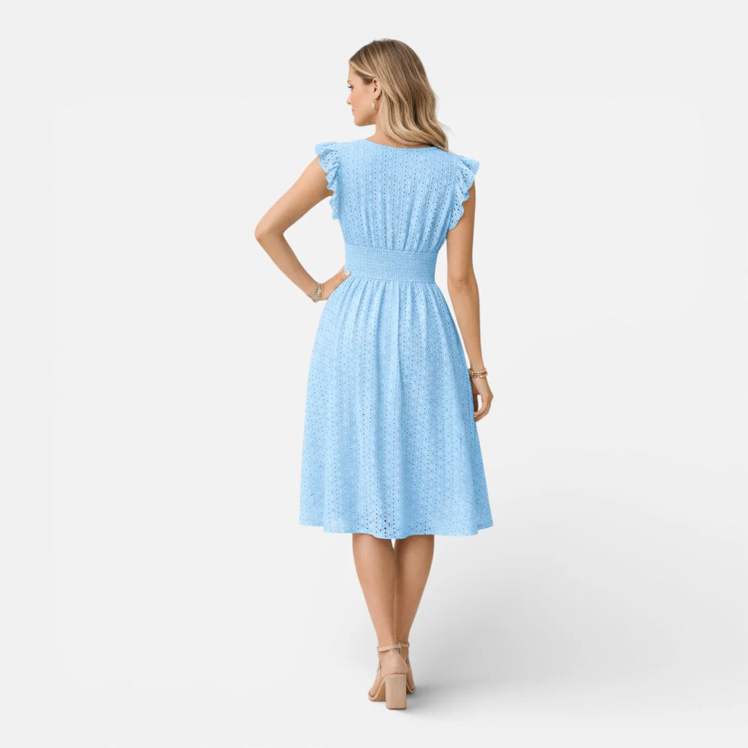 Elena | Damen Elegantes Hochzeitsgast Spitzen Midikleid