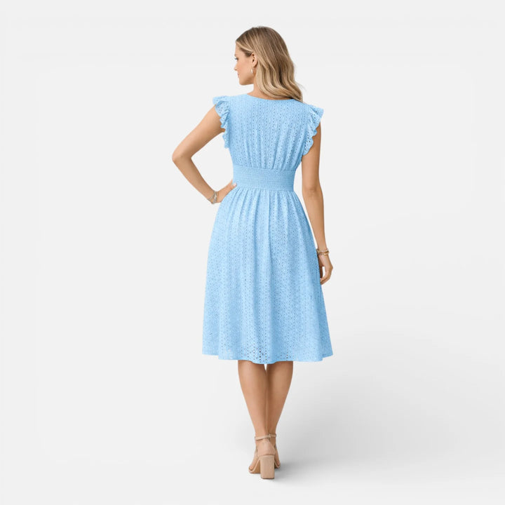 Elena | Damen Elegantes Hochzeitsgast Spitzen Midikleid