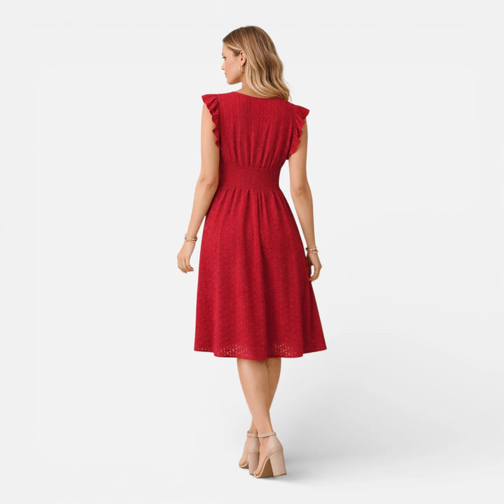 Elena | Damen Elegantes Hochzeitsgast Spitzen Midikleid