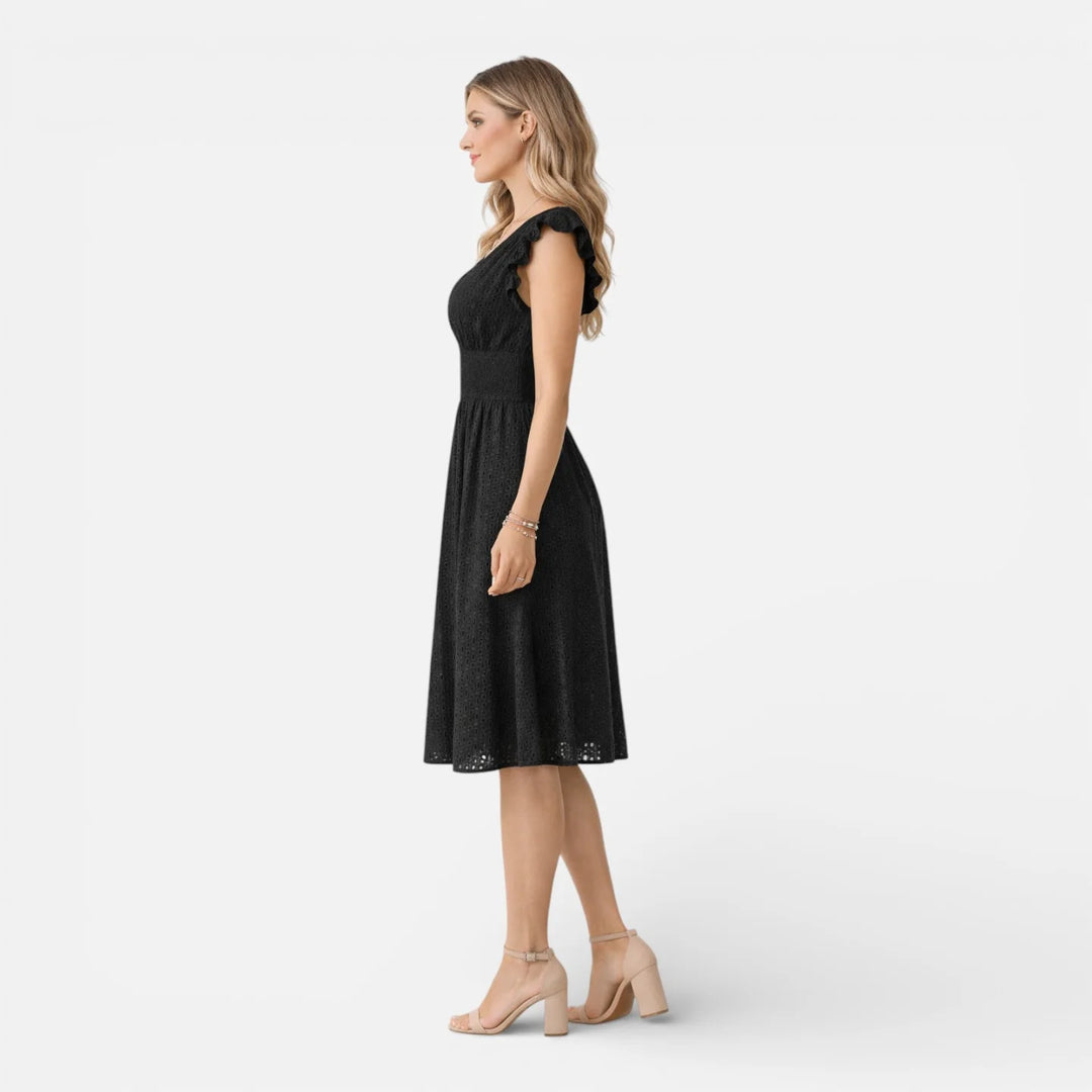 Elena | Damen Elegantes Hochzeitsgast Spitzen Midikleid