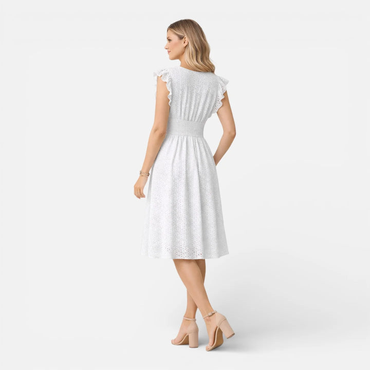 Elena | Damen Elegantes Hochzeitsgast Spitzen Midikleid