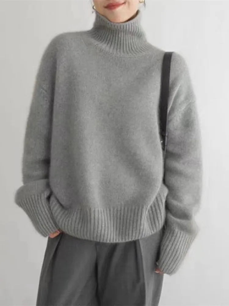Riley | Damen Eleganter Wollmix Strick Rollkragenpullover