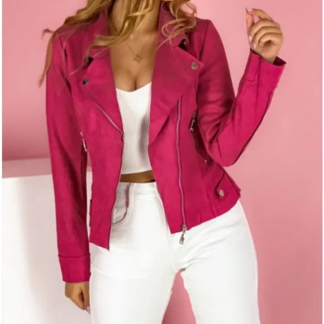 Mia | Damen Sommer Lässige Taillierte Asymmetrische Bikerjacke