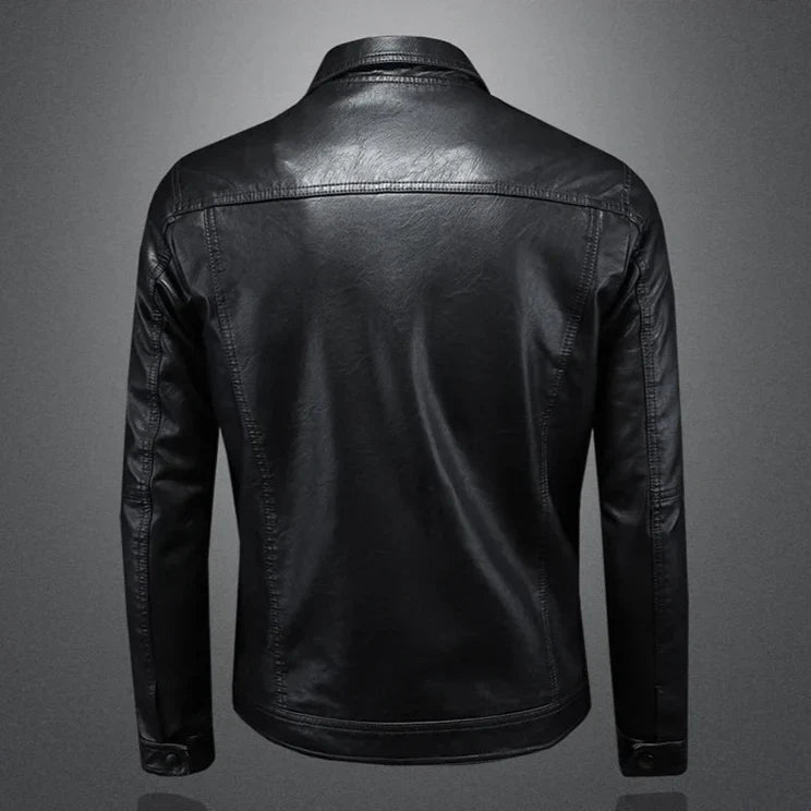 Mathias | Herren Klassische Leder Bikerjacke mit Knöpfen