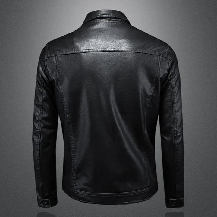 Mathias | Herren Klassische Leder Bikerjacke mit Knöpfen
