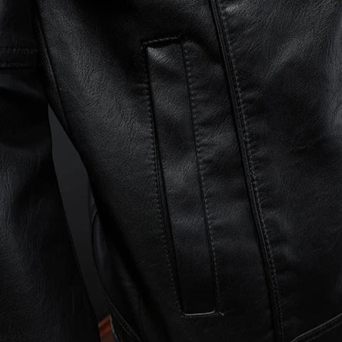 Mathias | Herren Klassische Leder Bikerjacke mit Knöpfen