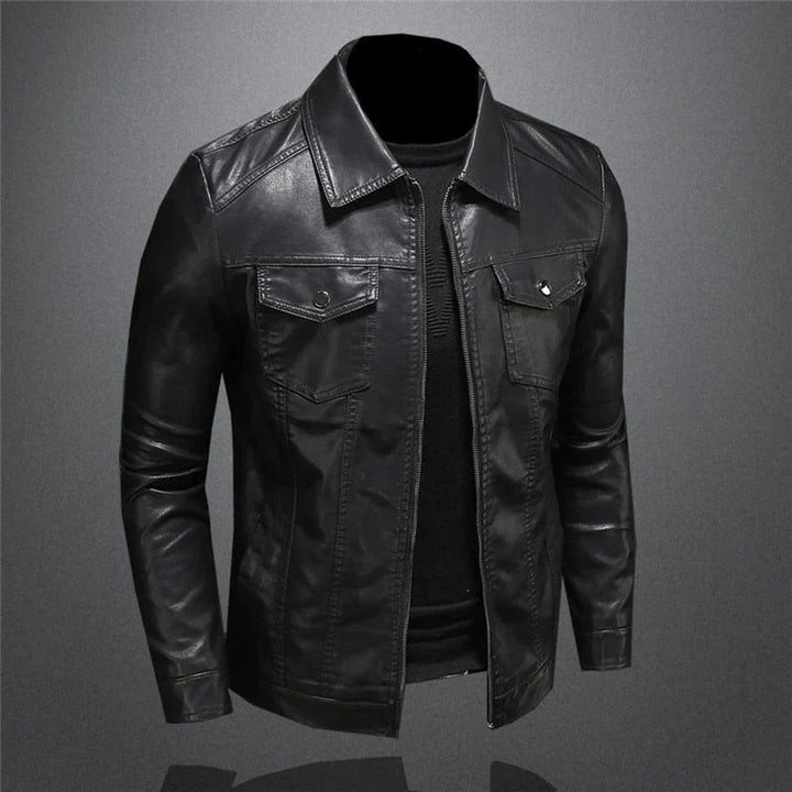 Eugen | Herren Modische Bikerjacke mit Reißverschluss
