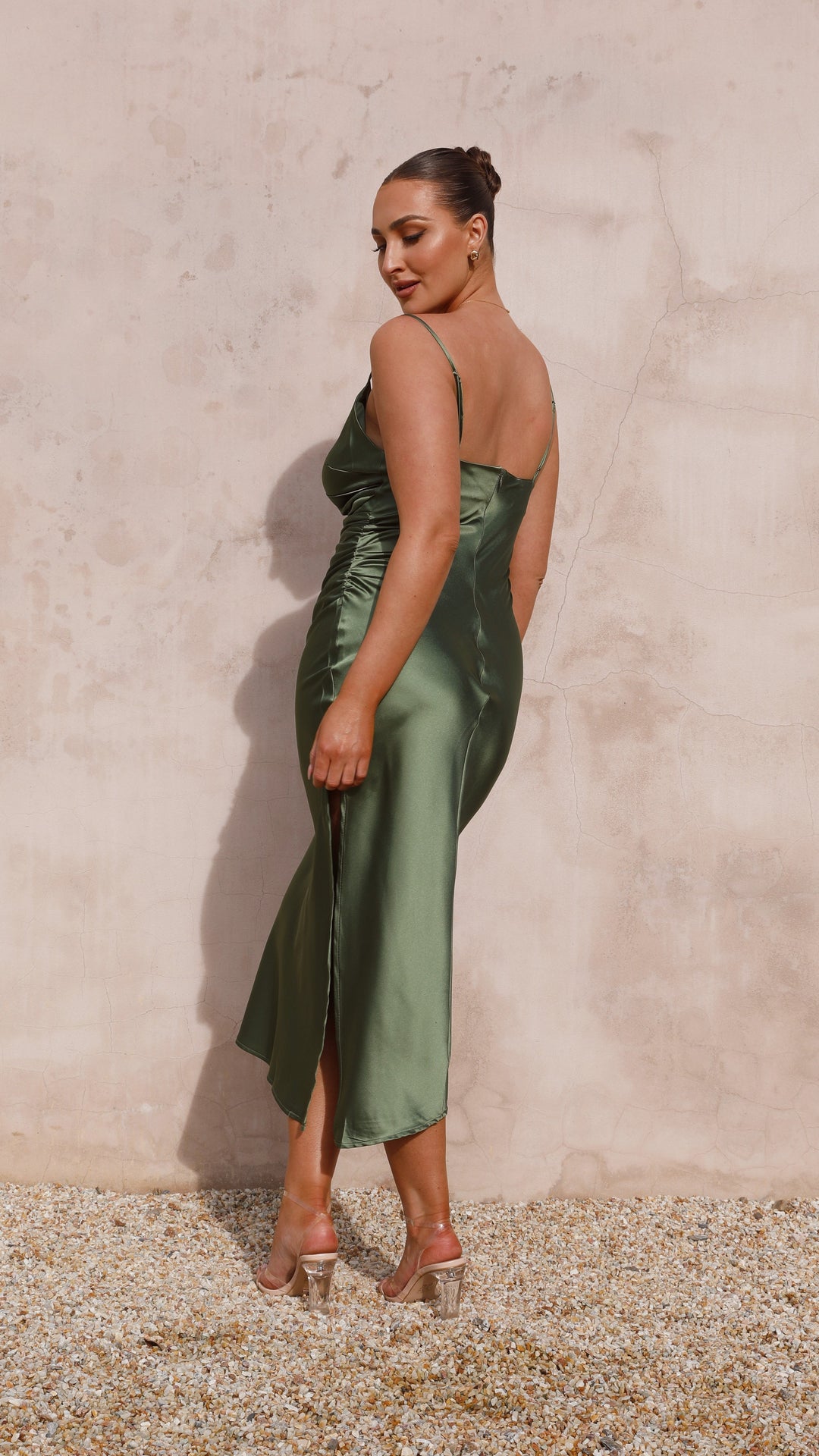 Justine | Damen Elegantes Satin Hochzeitsgastkleid