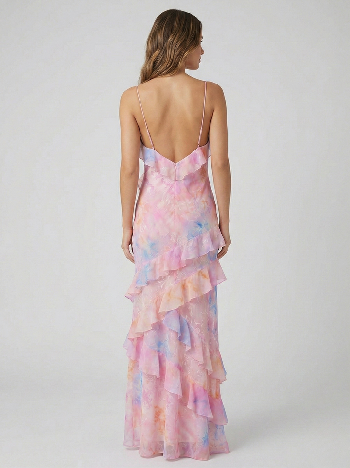 Sarah | Damen Spaghettiträgern Sommer Maxikleid