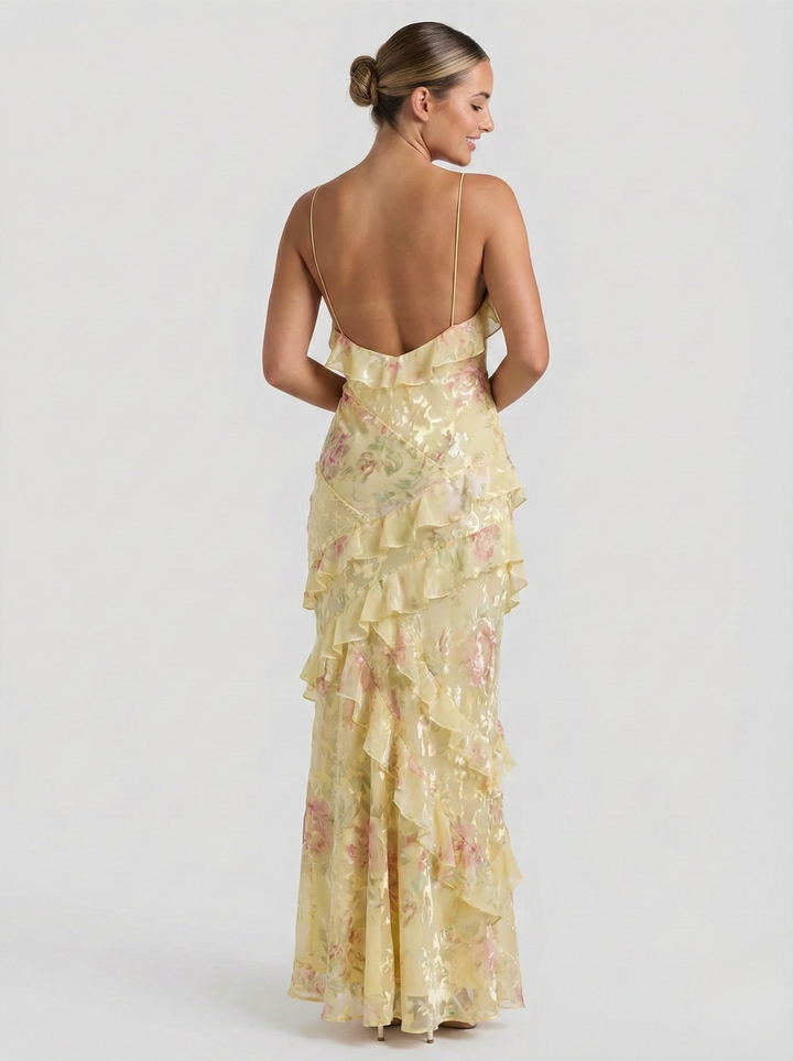 Sarah | Damen Spaghettiträgern Sommer Maxikleid