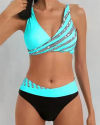 Simone | Damen Sommer Bedrucktes Bikini-Set