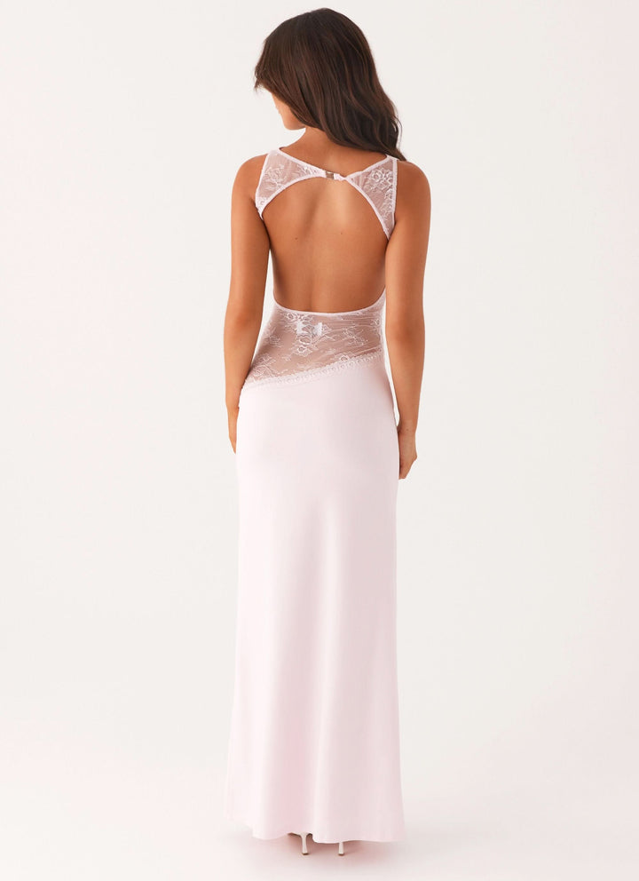 Caroline | Damen Elegantes Spitzen Cutout Maxikleid