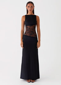Caroline | Damen Elegantes Spitzen Cutout Maxikleid