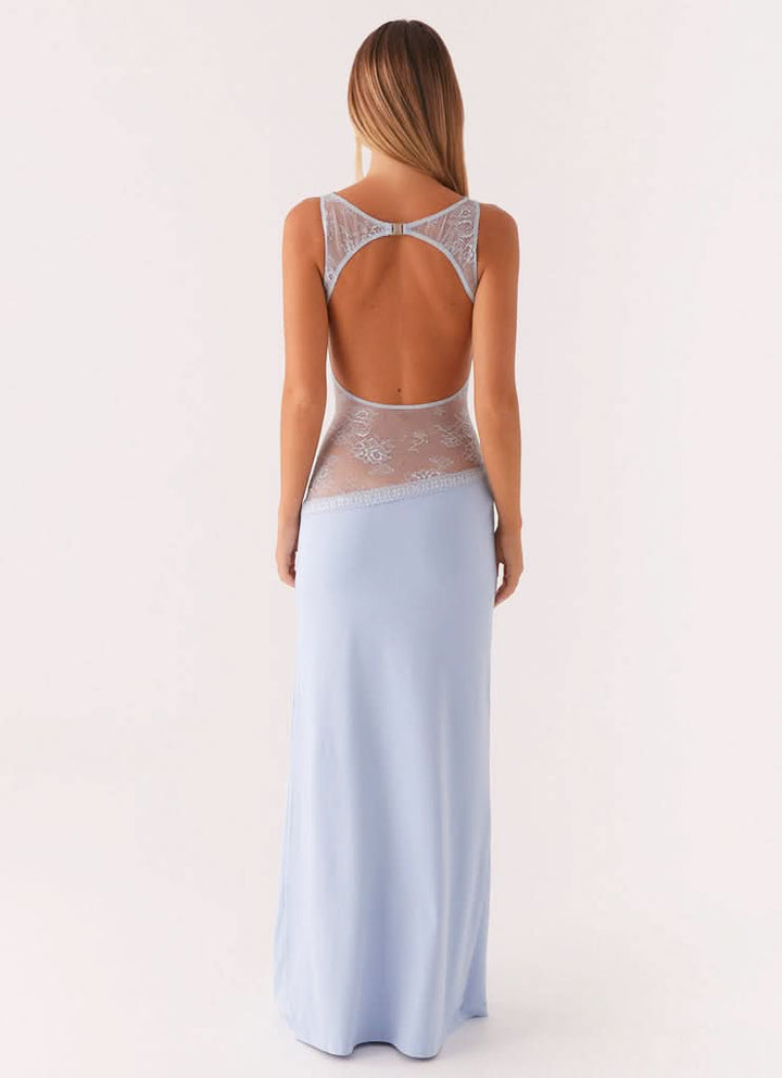 Caroline | Damen Elegantes Spitzen Cutout Maxikleid