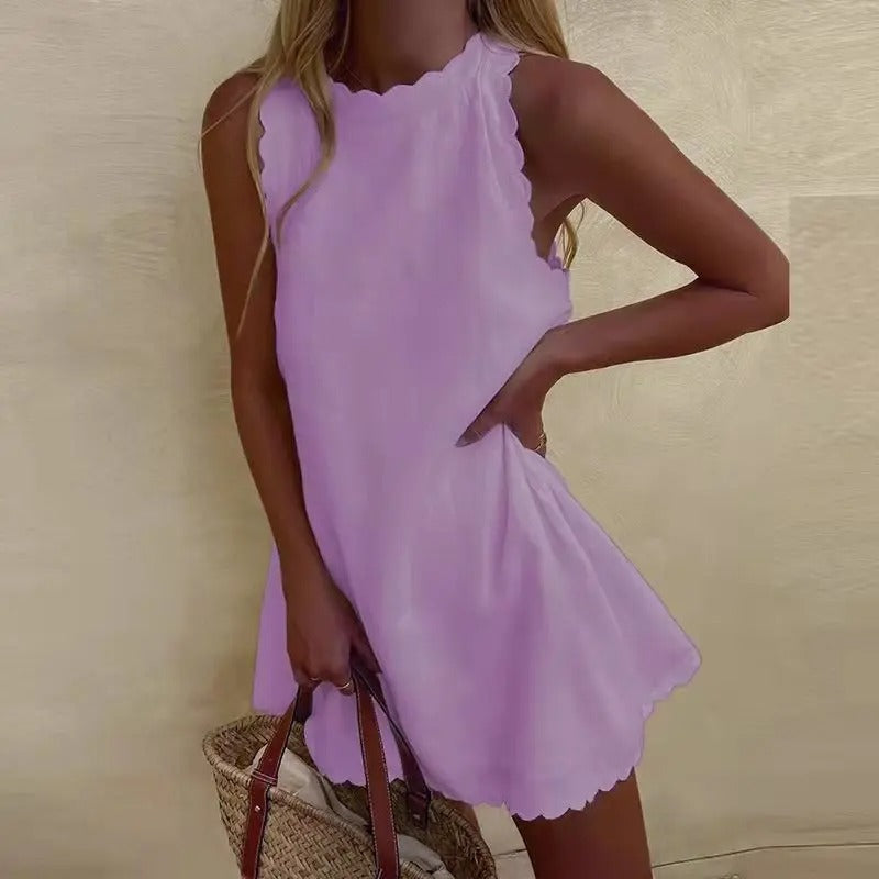 Céline | Damen Rundhalsausschnitt Sommer Minikleid