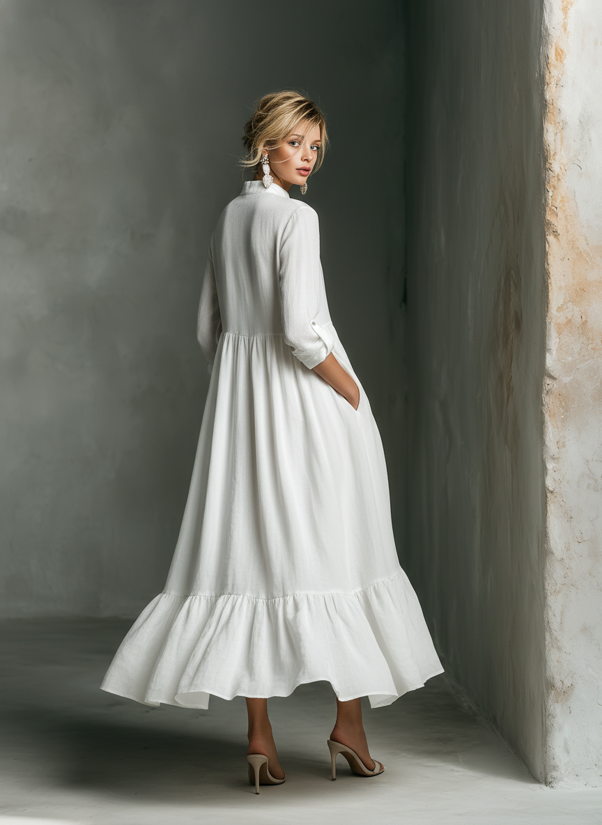 Samantha | Damen Casual Langarm Maxikleid