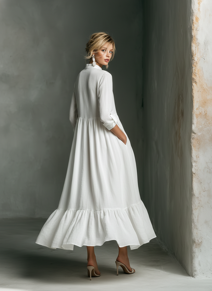 Samantha | Damen Casual Langarm Maxikleid
