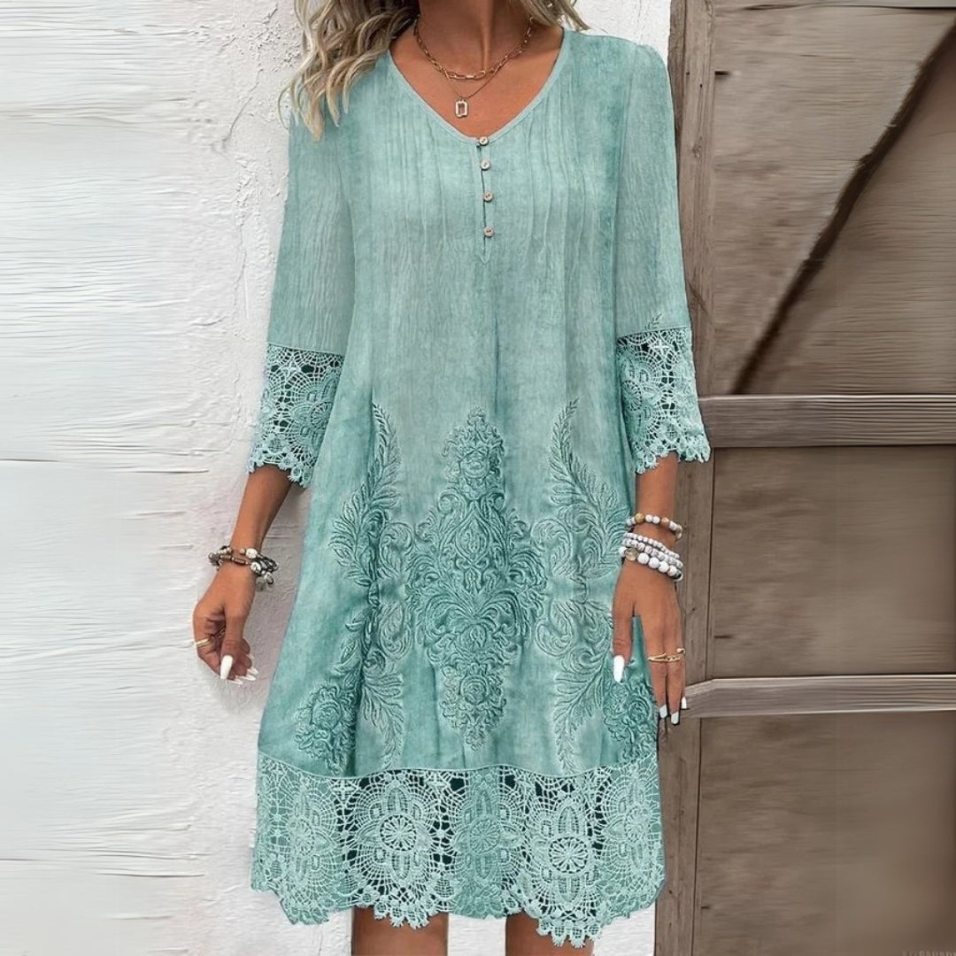 Daria | Women's Boho Long Sleeve Midi Dress