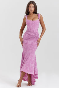 Serena | Damen Asymmetrisches Hochzeitsgast Maxikleid mit Spitzendetails