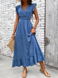 Aline | Damen Sommer V-Ausschnitt Boho Maxikleid